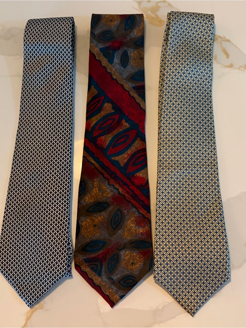 Dior Men's Multicolor Silk Tie with Red and Navy Accents